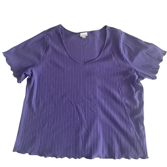 Ava & Viv Purple Plus Size Women's Short Sleeve Top 2x - Picture 1 of 5